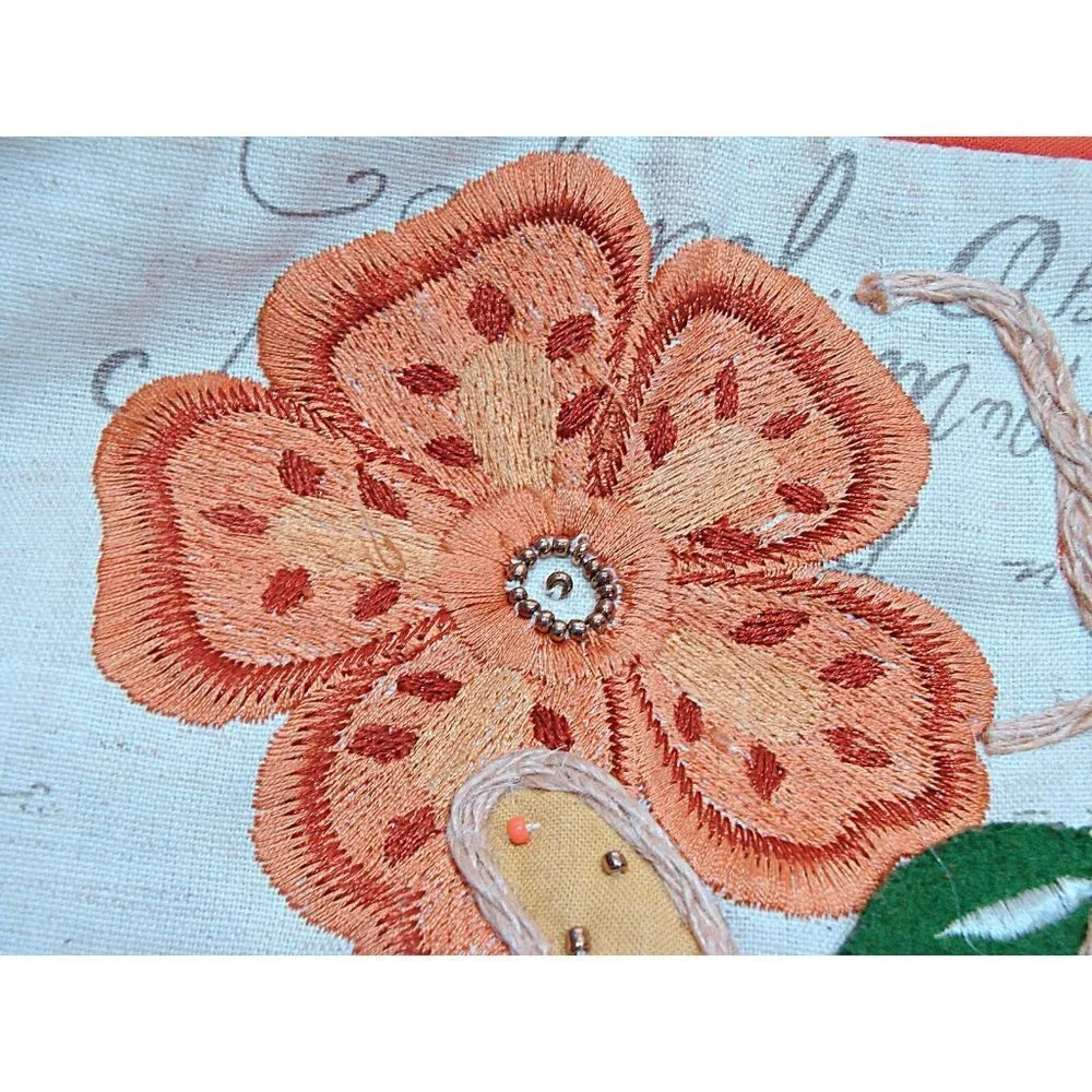 Pier 1 Imports Embroidered Pillow Covers Cottage Core Fall Floral Pumpkin 13x18